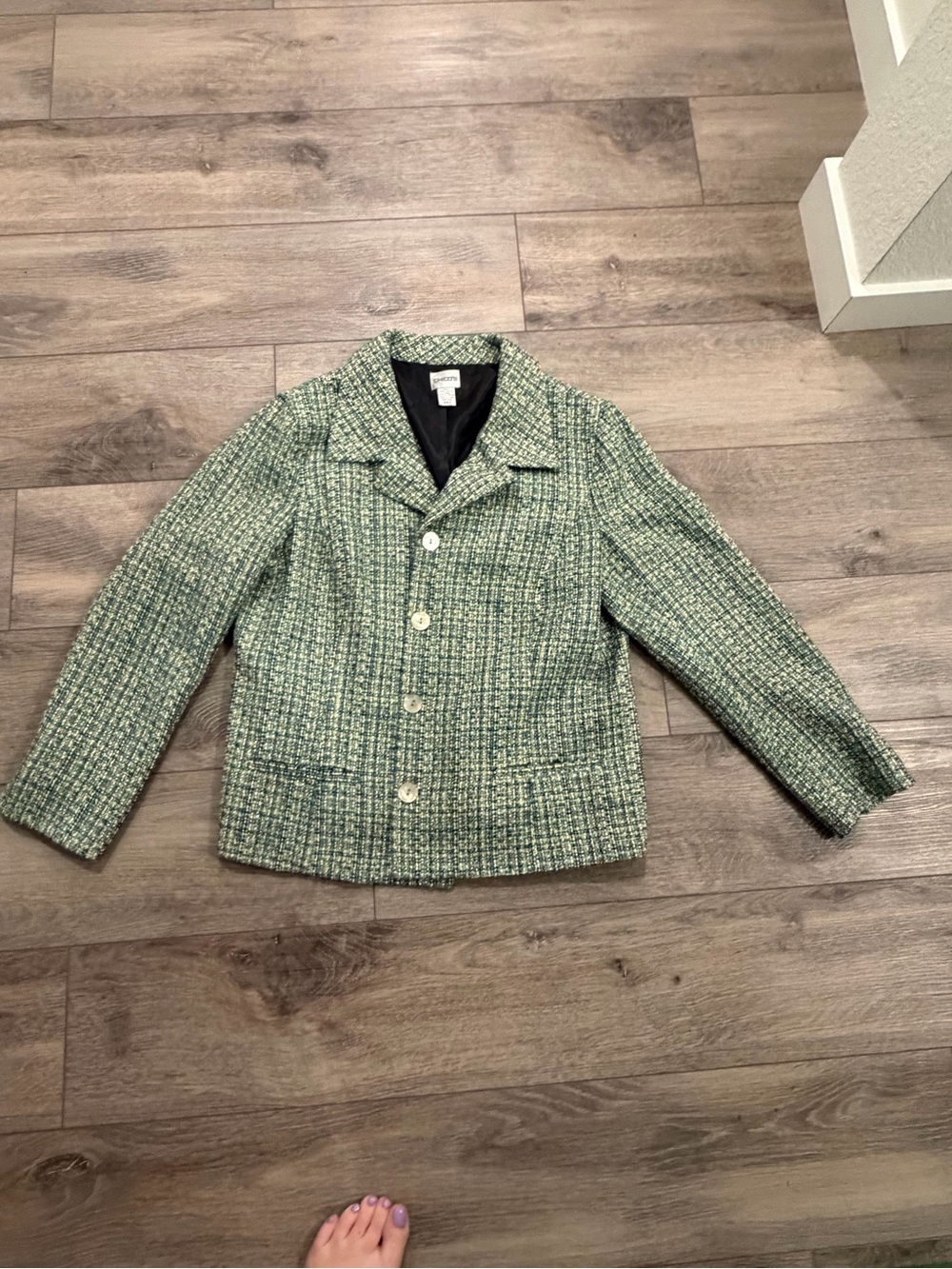Chico's Aqua and Lime Tweed Blazer